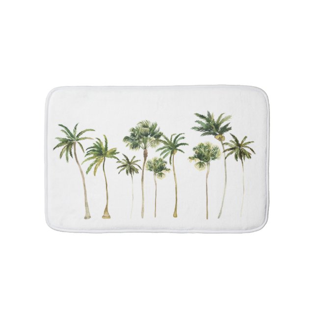Modern Tropical Palm Trees Bath Mat (Front)