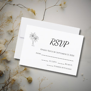 Modern Tropical Palm Trees Destination Wedding RSVP Card