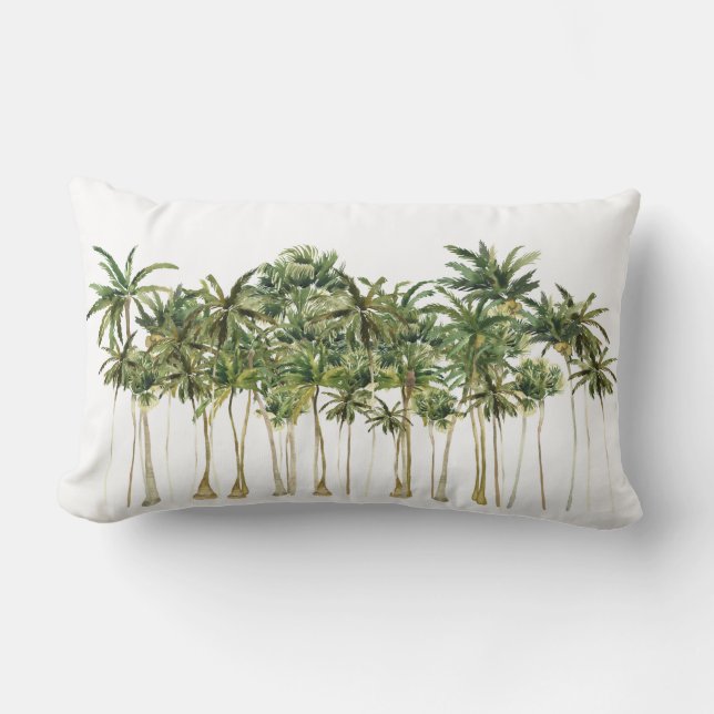 Modern Tropical Palm Trees Lumbar Pillow (Front)