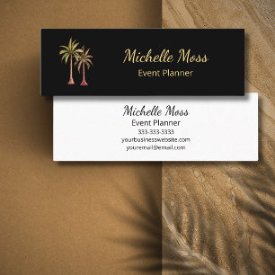 Modern Tropical Palm Trees Professional Black  Mini Business Card