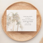 Modern Tropical Palm Trees Save The Date<br><div class="desc">Make your special day even more memorable with this elegantly designed save the date card that perfectly balances sophistication and personal touch. The modern typography adds a romantic flourish to your wedding details. Your names and wedding date take centre stage in graceful lettering that sets the tone for your celebration,...</div>
