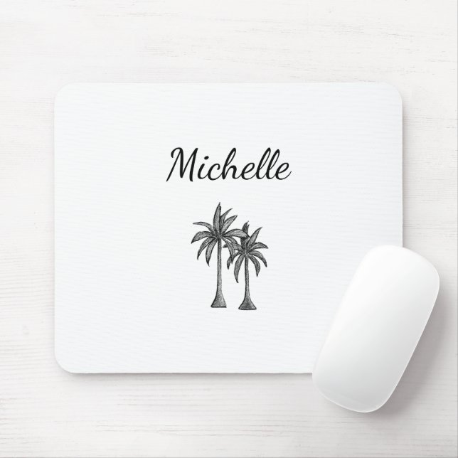 Modern Tropical Palm Trees Simple Personalized Mouse Pad (With Mouse)