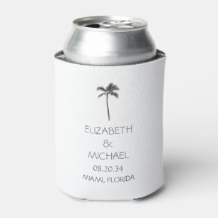Modern Tropical Palm Trees Wedding Custom Can Cooler
