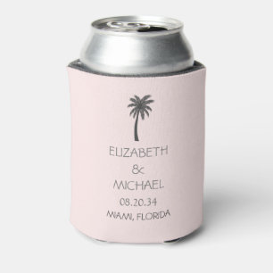 Modern Tropical Palm Trees Wedding Custom Can Cooler