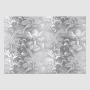 Modern Tropical Palm Trees White on Silver Tissue Paper