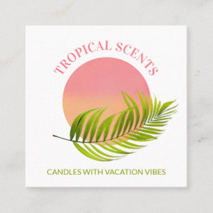 Modern Tropical Palm White Soap And Candle Square Business Card