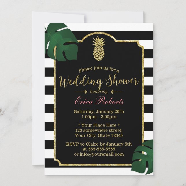 Modern Tropical Pineapple Hawaiian Wedding Shower Invitation (Front)