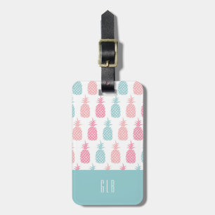 Modern Tropical Pineapple Monogram Luggage Tag