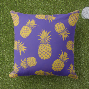 Modern Tropical Pineapple Watercolor Outdoor Pillow