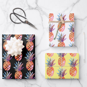 Modern Tropical Pineapple Wrapping Paper Sheet