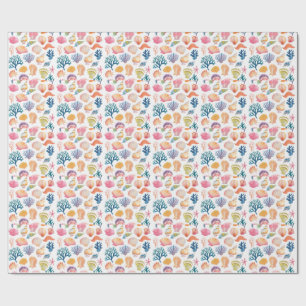 Modern Tropical Plant Print – Pink and Green  Wrapping Paper