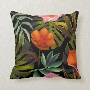 Modern Tropical Print Throw Pillow