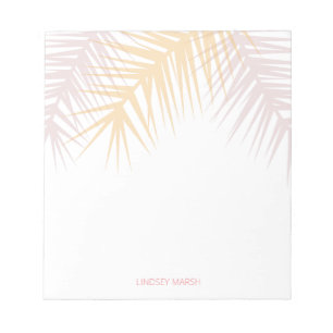 Modern tropical rosé palm leaves notepad