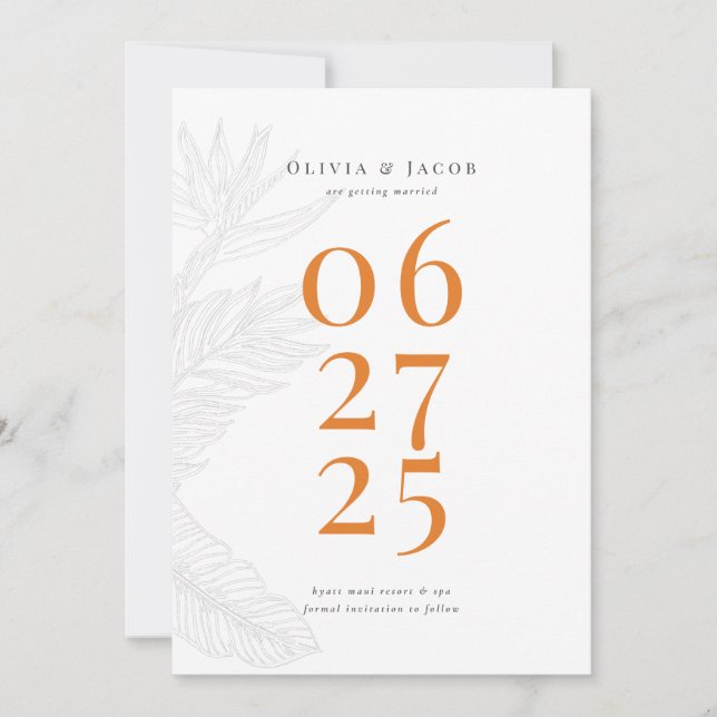 Modern Tropical Save the Date Invitation (Front)