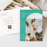 Modern Tropical Save the Date Postcard<br><div class="desc">This Save the Date postcard from the Leilani Collection features bright, bold colours and modern typography framing your engagement photo, sure to make a lasting impression on your guests! Personalize it with your details easily and quickly. Simply press the 'customize it' button to further re-arrange and format the style and...</div>