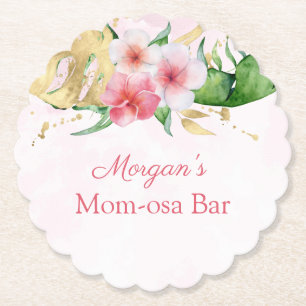 Modern Tropical Summer Floral Baby Shower Paper Coaster