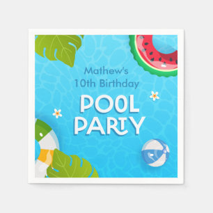 Modern Tropical Summer Pool Party Napkin