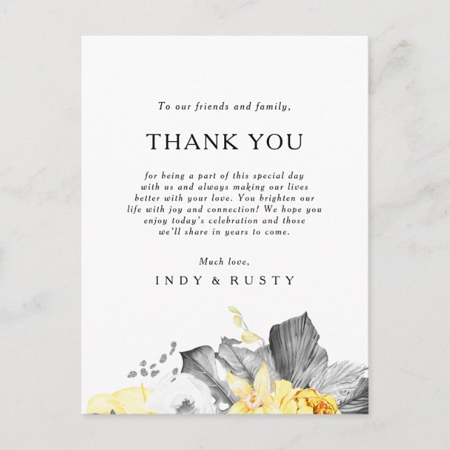 Modern Tropical Thank You Reception Card (Front)