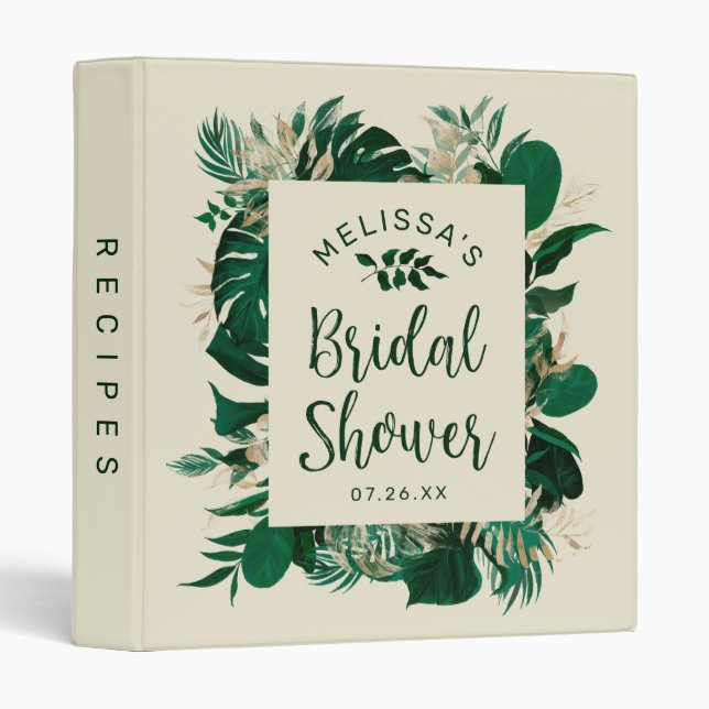 Modern Tropical Themed Bridal Shower Recipe Card Binder (Front/Spine)
