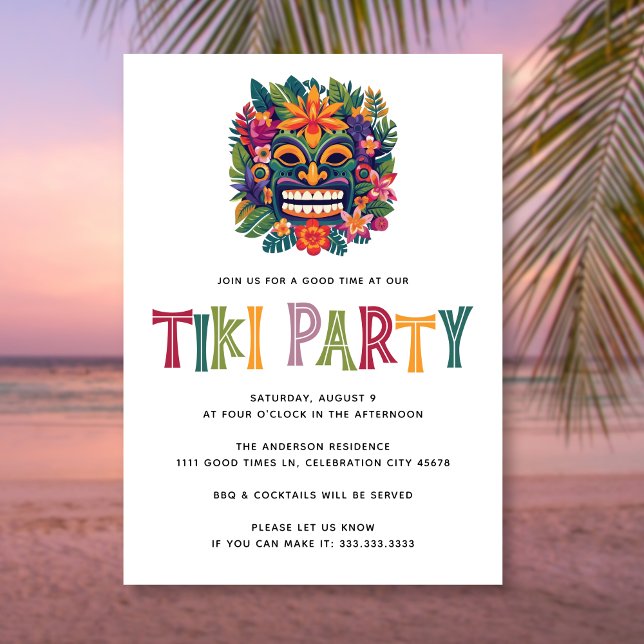 Modern Tropical Tiki Luau Cocktail Party Summer Invitation (Creator Uploaded)