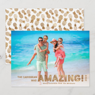 Modern Tropical Travel Gold Photo Christmas Holiday Card