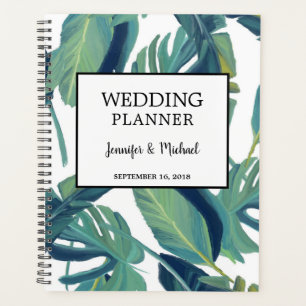 Modern tropical watercolor leaves Wedding planner