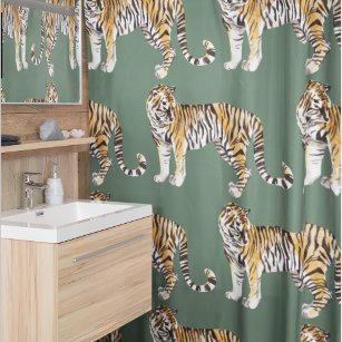 Modern Tropical Watercolor Tigers Wild Pattern