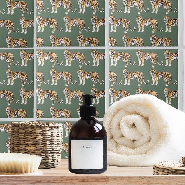 Modern Tropical Watercolor Tigers Wild Pattern Tile (Creator Uploaded)