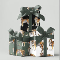 Modern Tropical Watercolor Tigers Wild Pattern