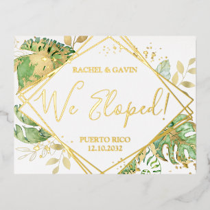 Modern Tropical Wedding Elopement Reception Foil Invitation Postcard