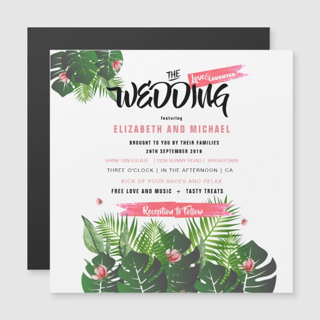 Modern Tropical Wedding  Festival  Event Magnetic Invitation (Front/Back)