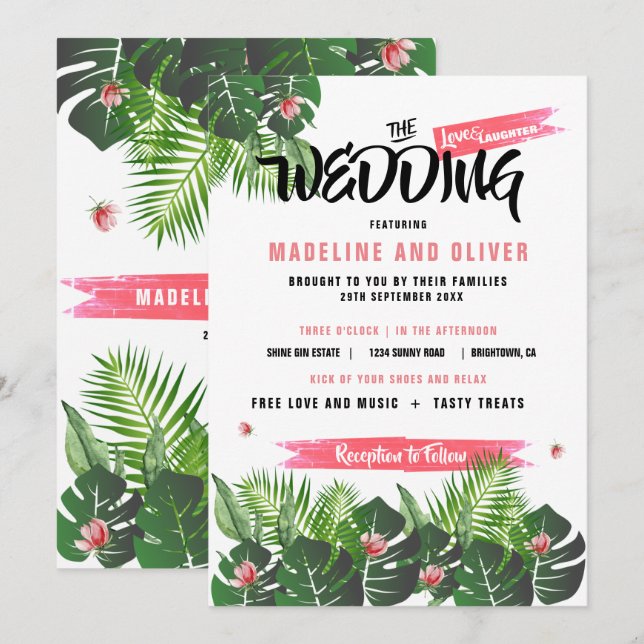 Modern Tropical Wedding  Music Festival  Event Invitation (Front/Back)