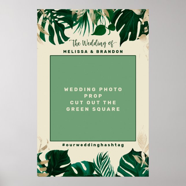 Modern Tropical Wedding Photo Booth Prop Frame Poster (Front)