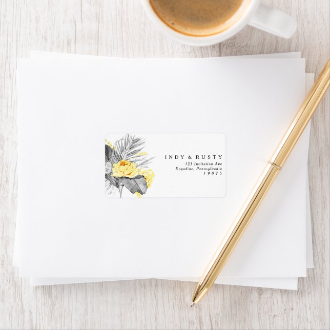 Modern Tropical Wedding RSVP Address Labels (Insitu)