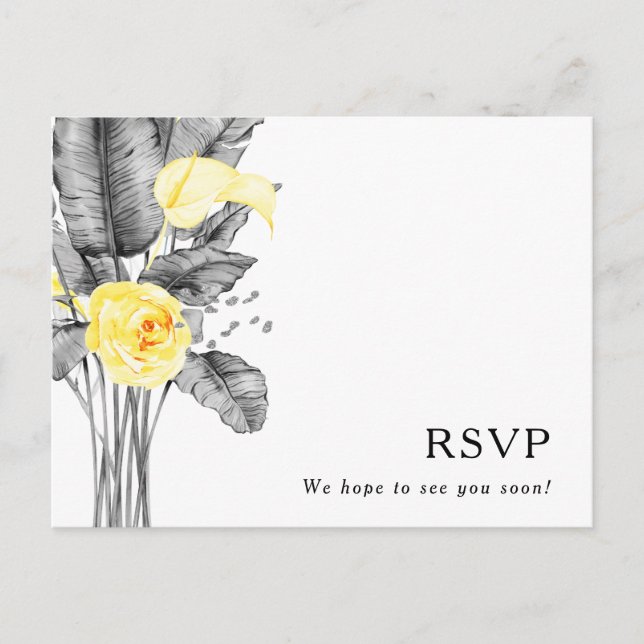 Modern Tropical Wedding RSVP Postcard (Front)