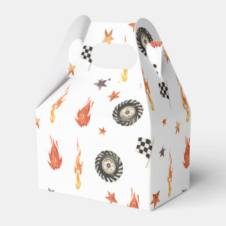 Modern Truck Racing Boys Birthday Watercolor White Favor Box