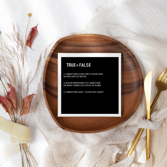 Modern True or false monogram wedding Napkin (Creator Uploaded)
