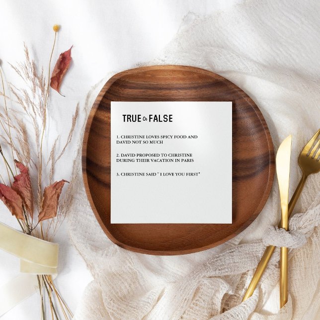 Modern True or false monogram wedding Napkin (Creator Uploaded)