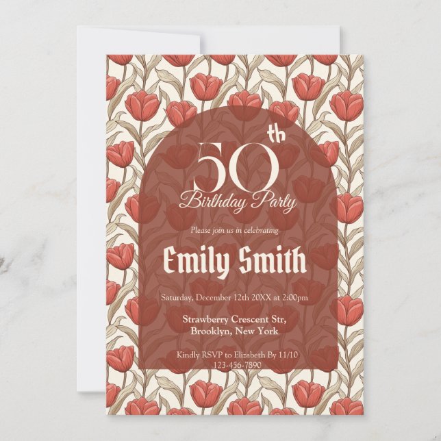 Modern Tulip Aesthetic Beach Party Invitation (Front)