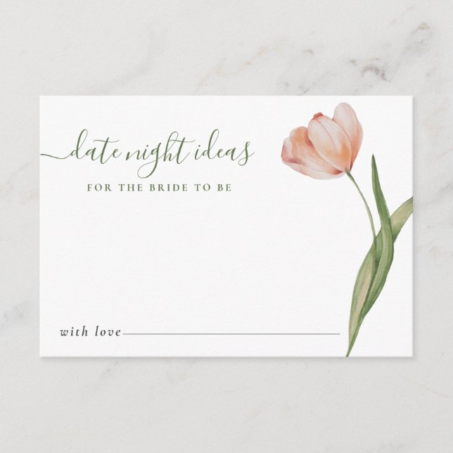 Modern Tulip Date Night Ideas Bridal Shower Enclosure Card (Front)