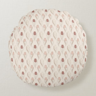 Modern Tulip Floral Pattern Round Pillow