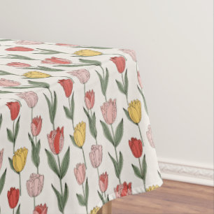 Modern Tulip Floral Pattern Soft Botanical Spring Tablecloth