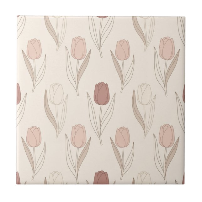 Modern Tulip Floral Pattern Tile (Front)