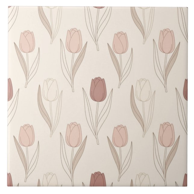 Modern Tulip Floral Pattern Tile (Front)