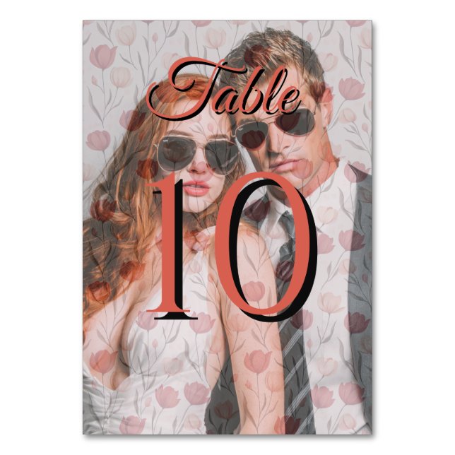 Modern Tulip Flower Boho Wedding Table Number (Front)