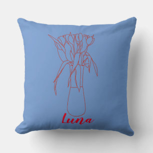 Modern Tulip Line Original Illustration For Her Throw Pillow