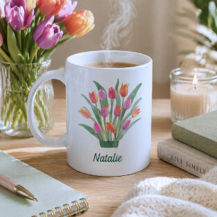 Modern Tulips Monogram  Coffee Mug