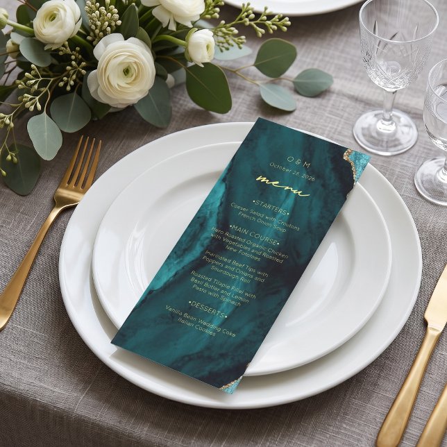 Modern Turquoise Agate Wedding Menu (Creator Uploaded)