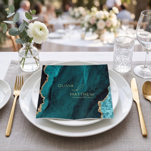 Modern Turquoise Agate Wedding Napkin (Creator Uploaded)
