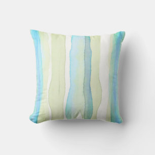 modern turquoise and green watercolor art design  throw pillow